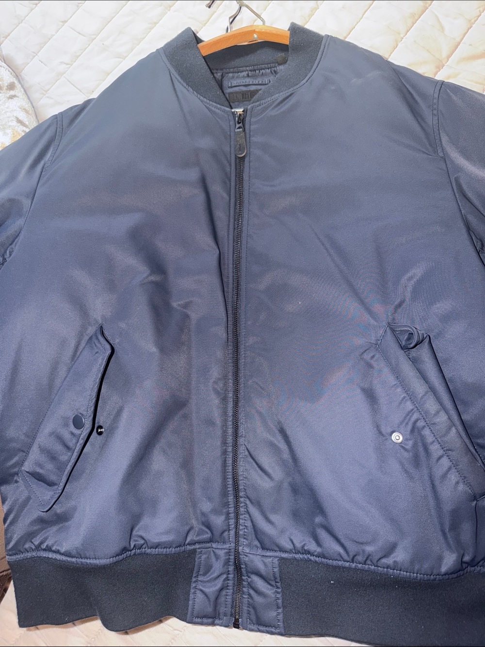 Men's Navy Bomber Jacket - Classic Lightweight Zip-Up